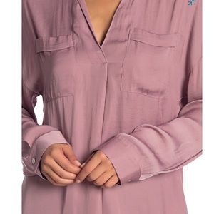 Naked zebra long sleeve splice neck blouse